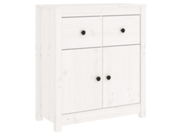 Aparador 70x35x80 Cm Madeira de Pinho Maciça Branco MAISON EXCLUSIVE