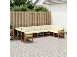 Vidaxl Conjunto De Sofás Para Exterior 10 Pcs Natural E Creme