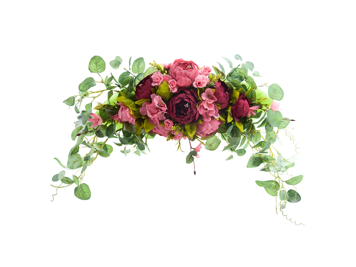 Laxiscreed Cabeceira De Porta Rosa Vermelha Com Guirlanda De Peônias, 61cm Para Decoração Elegante