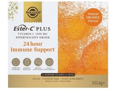 Solgar Efervescente Ester-c Plus 1000mg Laranja 21 Monodoses One Size