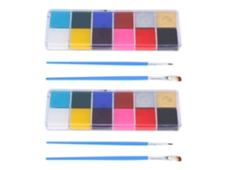Laxiscreed Conjunto De 2 Tintas Com 12 Cores Para Caricaturas, Rosto E Maquilhagem Halloween