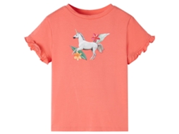 T-shirt Manga Curta Para Criança Cor Coral 104