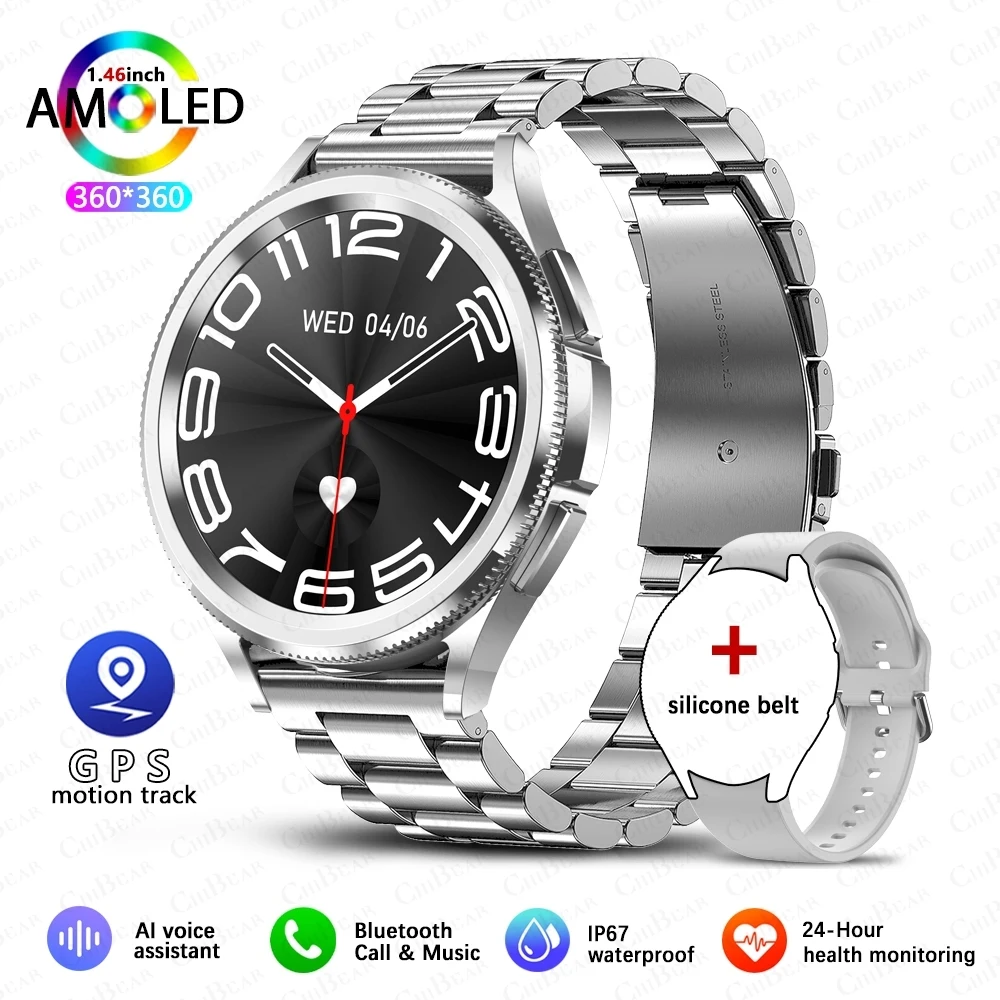 (aço Prateado) Smartwatch Hd De 1,43 Polegadas Com Assistente De Voz, Resistente À Água E Chamadas Bluetooth