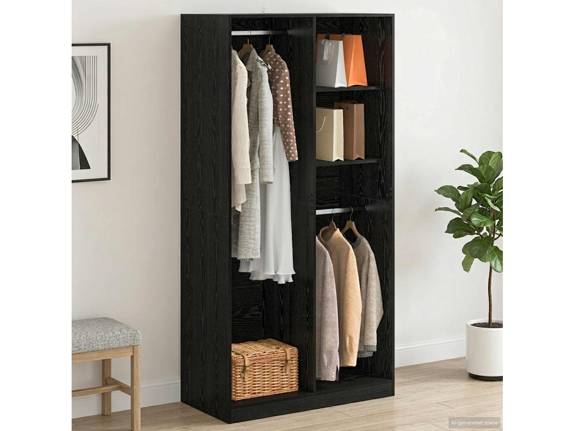 Vidaxl Guarda-roupa Carvalho Preto 100 X 50 X 200 Cm