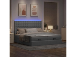 Estrutura de Cama Otomana com Colchões Tecido Cinzento Claro MAISON EXCLUSIVE