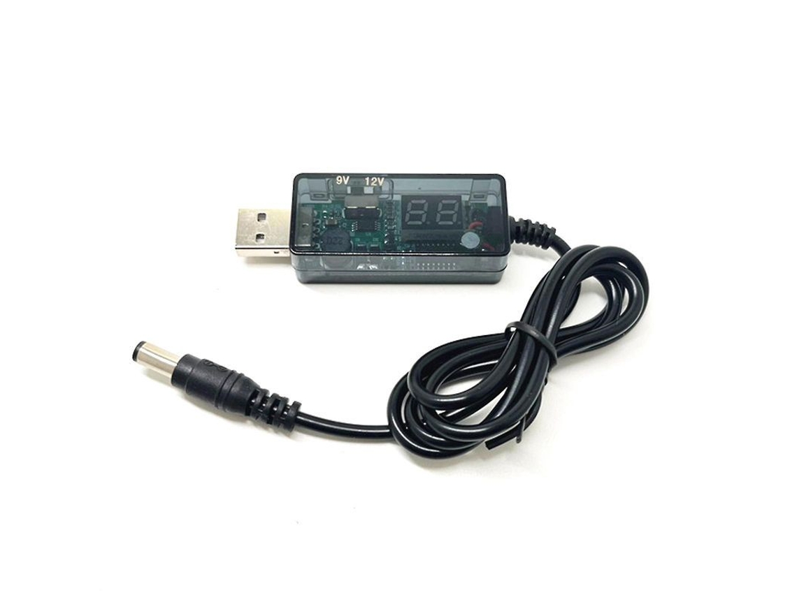 Cabo de Alimentação Usb Dc5v para 9v 12v Conversor Boost com Display Led e 8 Adaptadores Dc