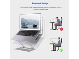 Suporte para Laptop Portátil Dobrável em Liga de Alumínio Ajustável Ergonômico Anti derrapante para 10 17 Polegadas
