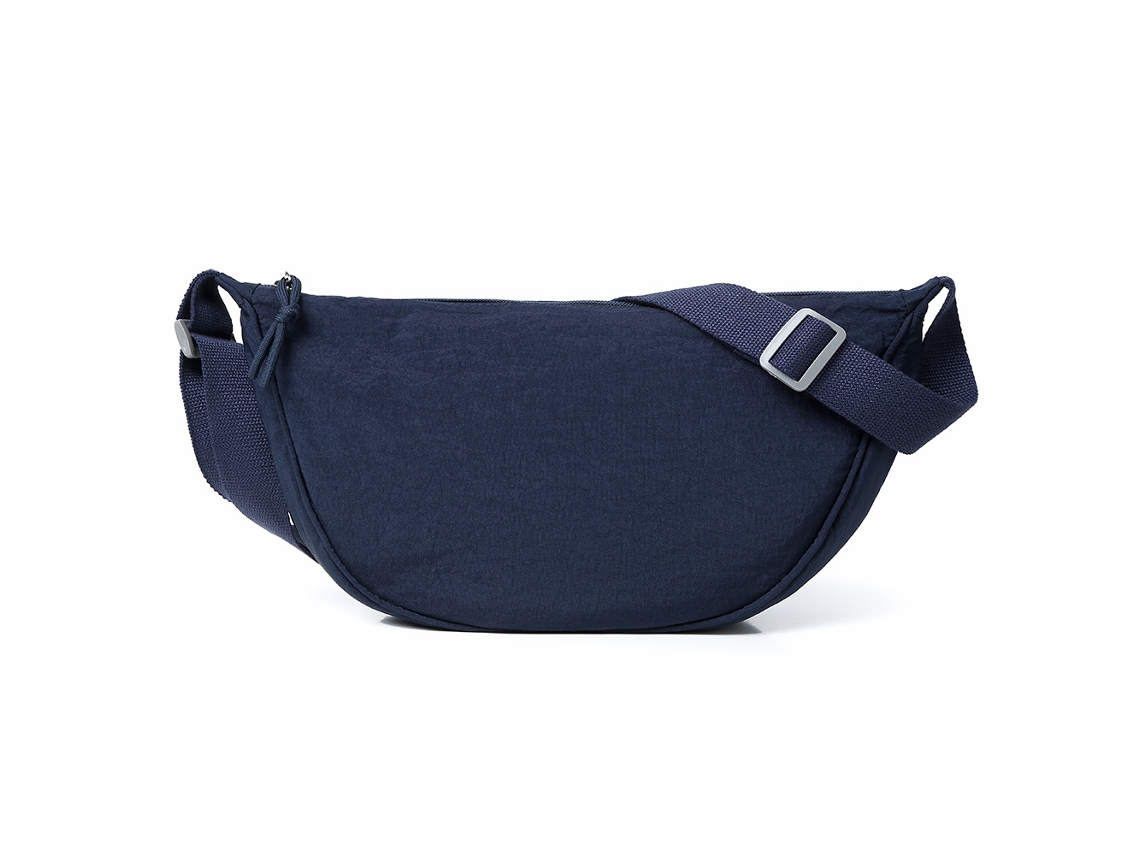 (azul Escuro Grande) Bolsa De Ombro Plissada Em Tecido Lavado, Simples E Leve, Com Cordão Ajustável
