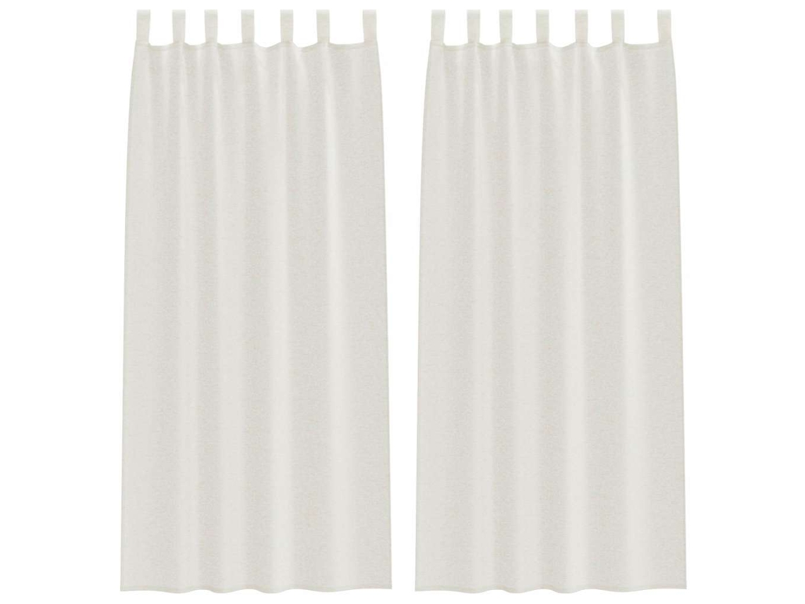 Conjunto 2 Cortina De Voile Vidaxl Creme Poliéster (225 X 140 Cm)