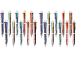 20 Canetas Esferográficas Multicoloridas 6 Em 1 Com Tinta De 0,5 Mm