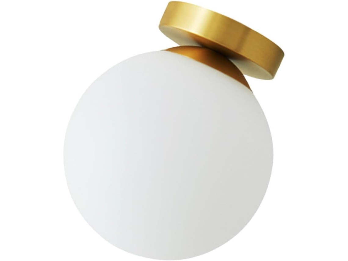 Luminária de Teto Moderna em Vidro Led Branco e Dourado com Design de Instalação. SFUSHOS