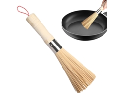 Escova Wok Para Aço Carbono, De Limpeza De Madeira - Com Alça Para Calha, Utensílios De Lavagem Não Nucleares
