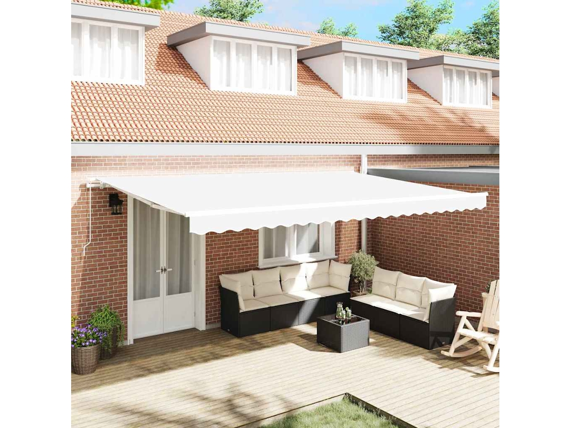 Vidaxl Toldo Retrátil Branco 500 × 350 Cm Poliéster E Alumínio