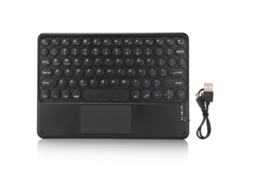 Baoj-2026teclado Sem Fio Bluetooth Com Touchpad 10 Polegadas Teclas Redondas Retro Ergonômico Suporte Magnético Gestos Táteis Para Windows Ios Preto