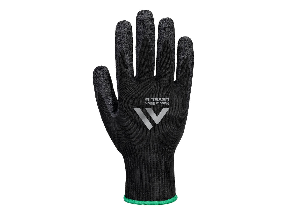 Luva De Látex Resistente F10 Para Agulhas - Proteção Superior Preto / S