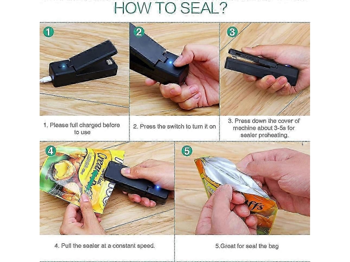 Seladora A Vácuo Portátil Para Sacos De Lanches, Ideal Viagens.