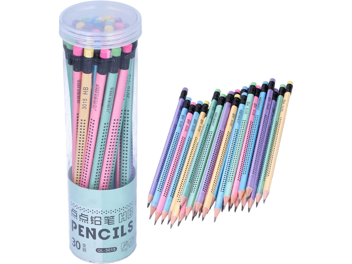 30pcs 7.3in Triangular Cute Sharpened Hb Peil Triangular Grip Multi