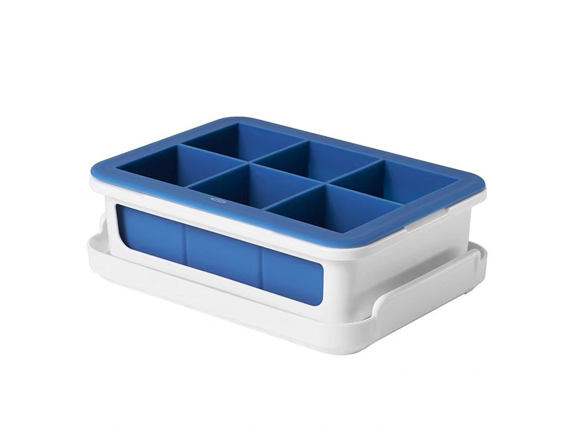 Forma De Silicone Para Cubos Gelo Com Trava, Grande, Azul Escuro