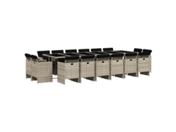 Conjunto de Jantar 17 Pcs para Jardim com Almofadões Vime Pe Cinzento Claro MAISON EXCLUSIVE (17 pcs)