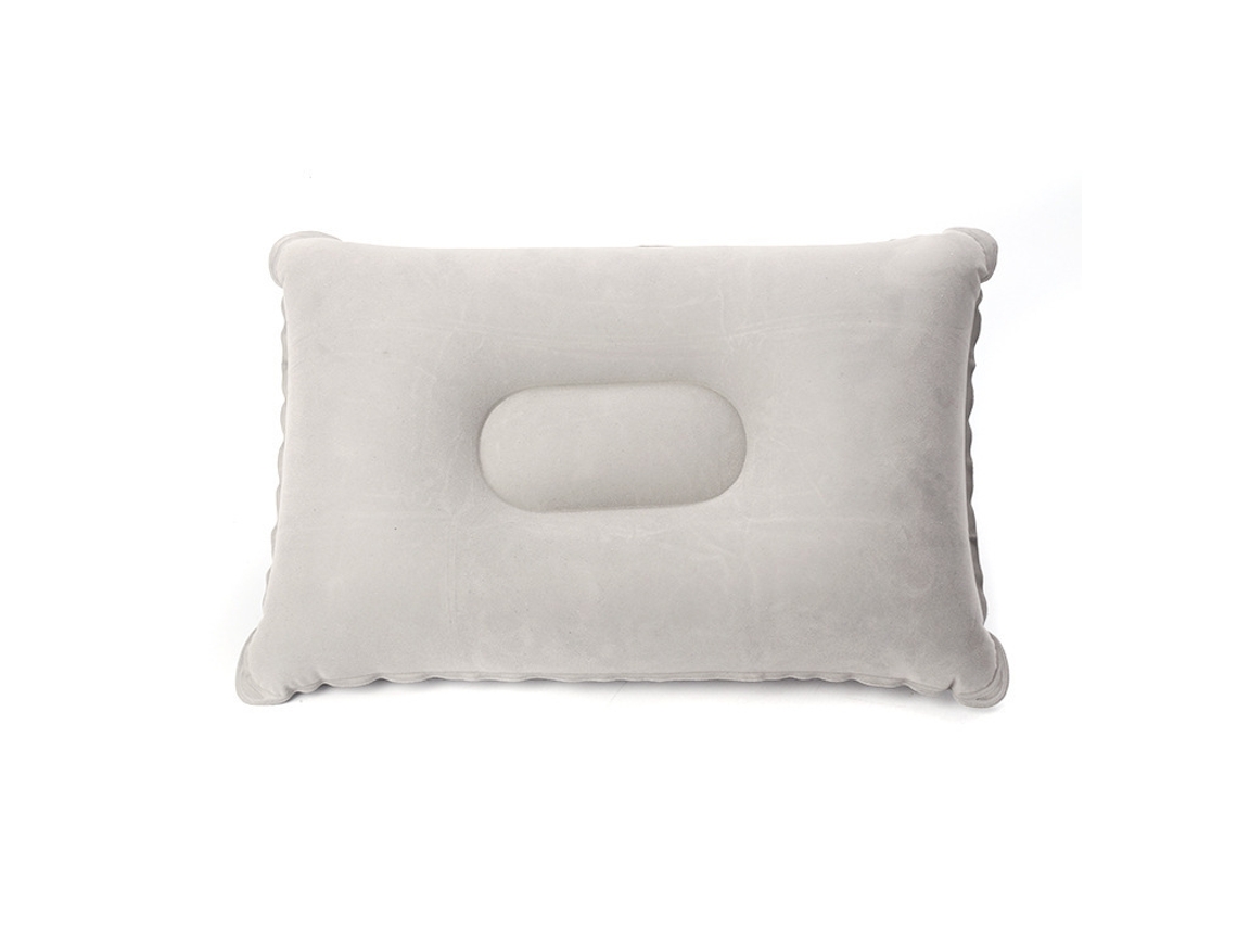Travesseiro De Viagem Inflável Com Superfície De Veludo Para Camping, Escritório Em Casa, Sono, Suporte Para Pescoço E Lombar, Cinza Slowmoose