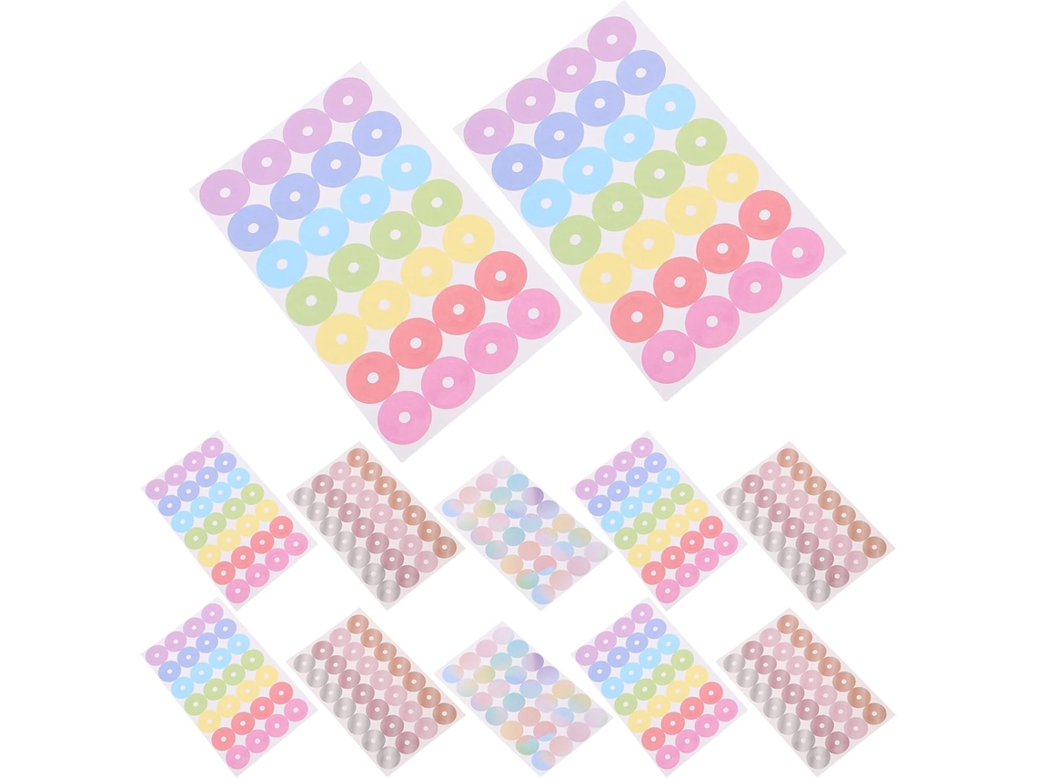 Adesivos para reforço de furos em folhas de papel, 24 folhas metálicas holográficas transparentes 68x11, 6mm, adesivo