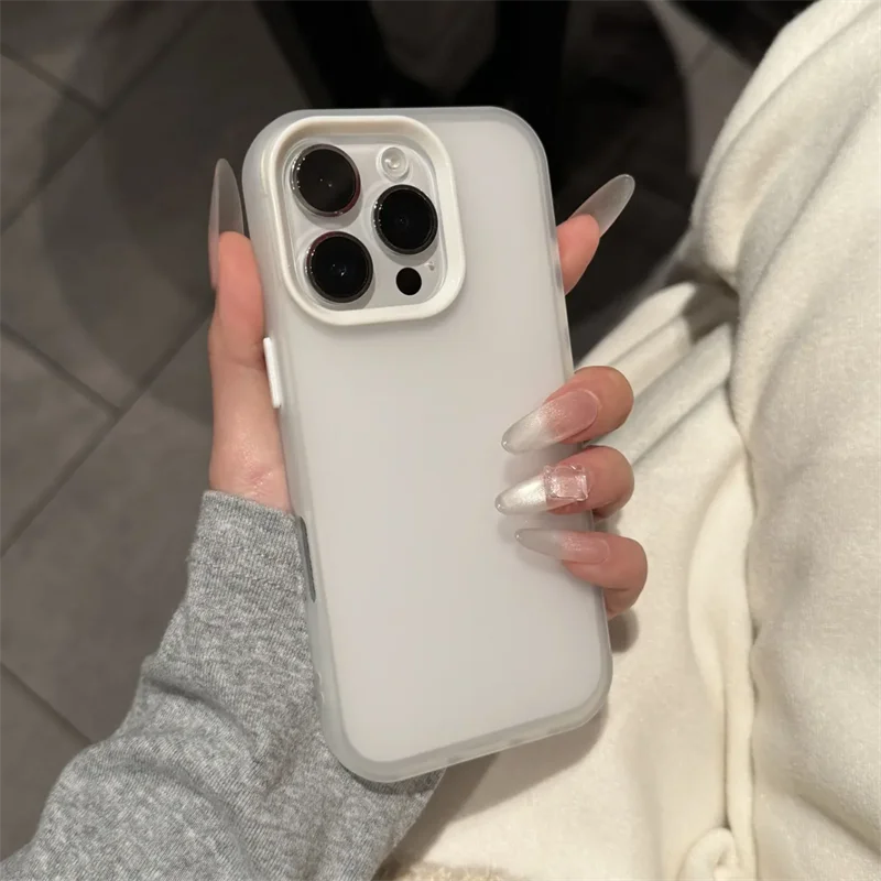 (iphone 14 Plus Branco) Material De Borracha De Silicone Macio Fosco Transparente À Prova De Choque