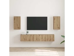 Vidaxl Armário de Tv de Parede 2 Pcs Carvalho Artesanal