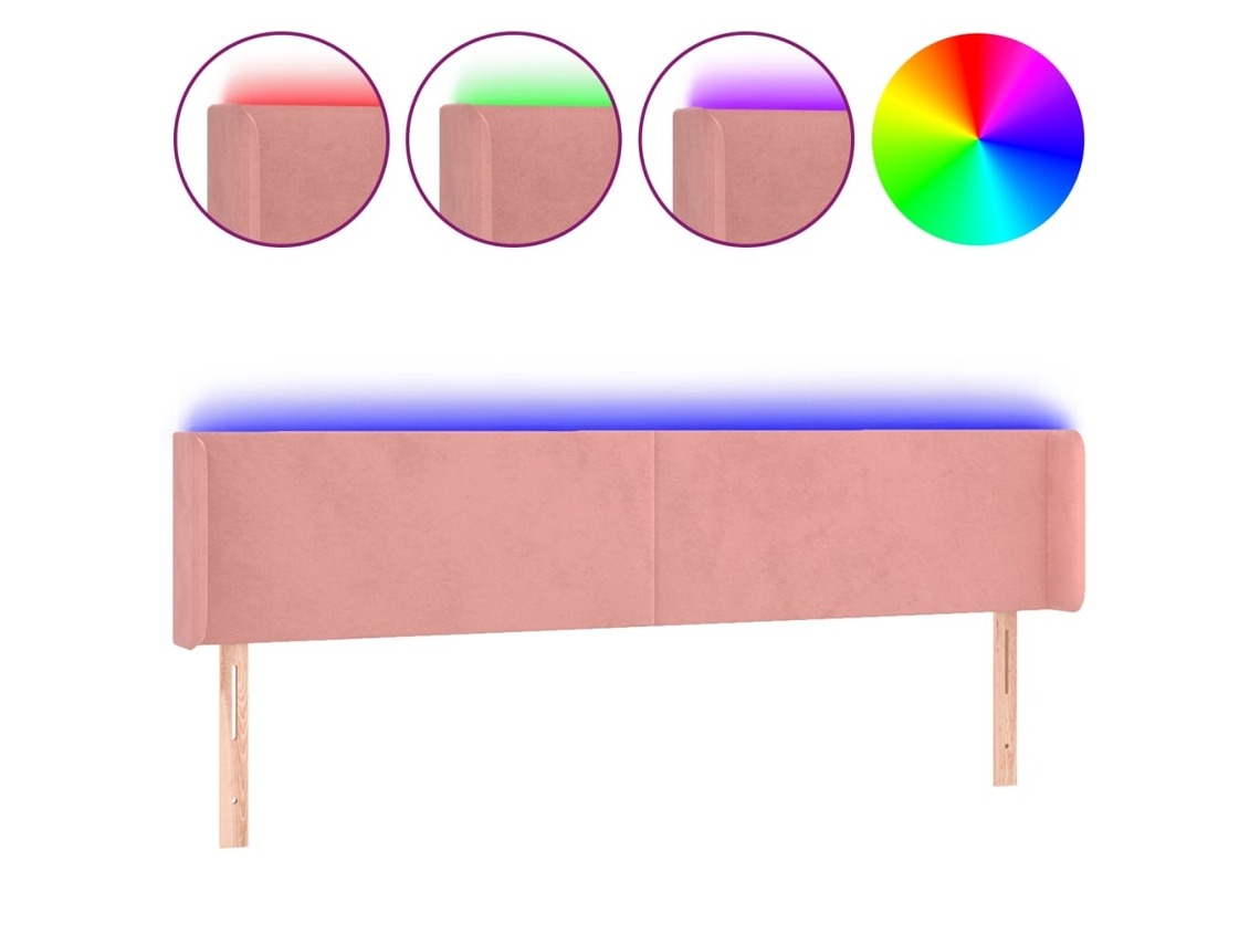 Cabeceira de cama MAISON EXCLUSIVE em veludo rosa com luzes LED (203x16x78 cm)