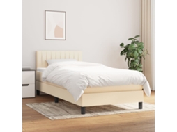 Vidaxl Cama Com Molas/colchão 100x200 Cm Tecido Cor Creme