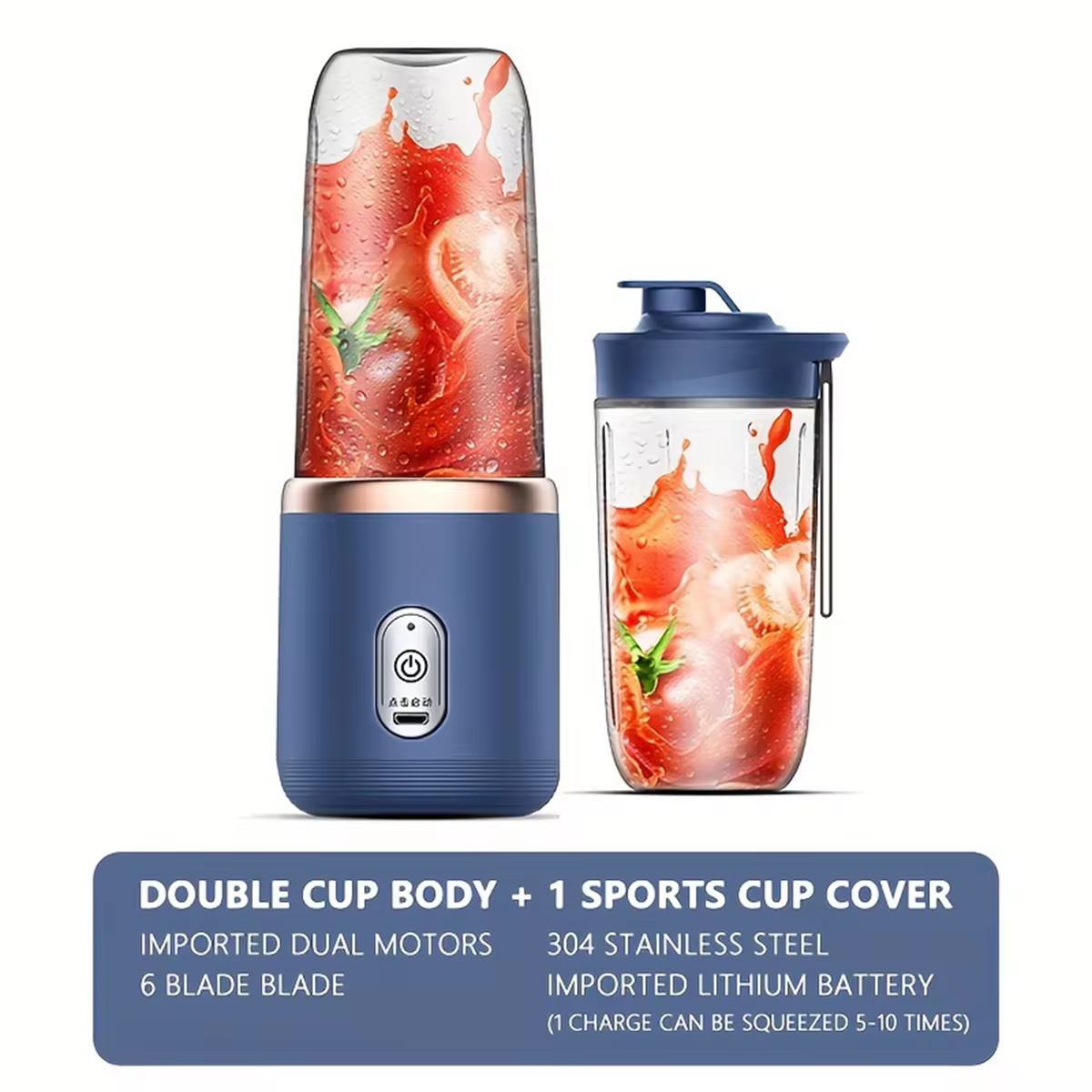 Liquidificador Elétrico Portátil De Frutas Com Dois Copos Para Smoothies E Preparação De Smoothies, Assistente De Cozinha Para Faz Slowmoose