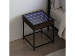 Vidaxl Mesa De Cabeceira C/ Led Infinity 40x40x51 Cm Carvalho Castanho