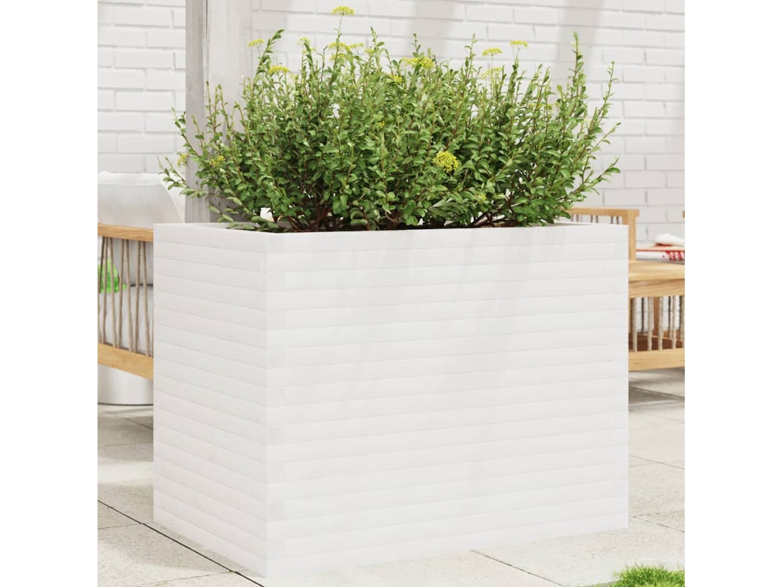 Vidaxl Vaso/floreira De Jardim 90x60x68,5 Cm Pinho Maciço Branco