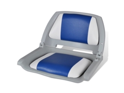 Vidaxl Assento De Barco C/ Encosto Dobrável E Almofada Azul/branco