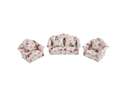 Mali acessórios Casa Boneca Sofá Mini Conjunto Padrão Flor Escala 1/12 com Almofadas 1