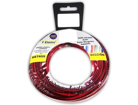 Rolo De Cabo EDM 2 x 0.75 mm Vermelho/Preto -5  mts  (Áudio)