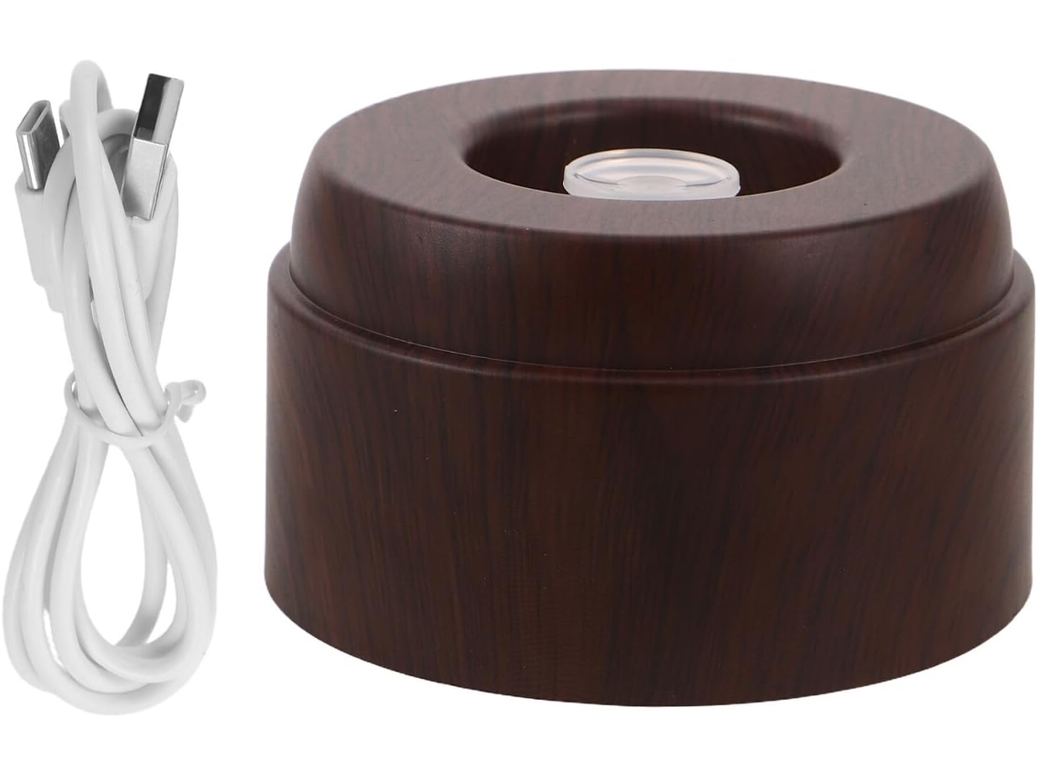 Base De Esfera Cristal Luxshiny Com Design Grão Madeira Natural, Iluminação Natalina Em Led, Estável E Alimentada Por