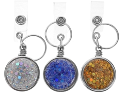 Conjunto De 3 Porta Cartões Retráteis Com Acabamento Liso E Design Elegante Em Metal Prateado Com Glitter, Práticos Para