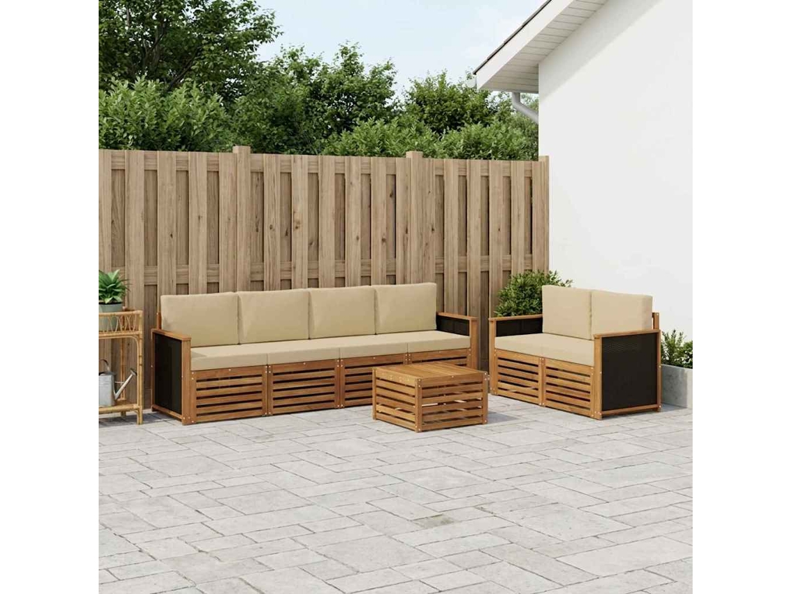 Vidaxl Conjunto De Sofás Para Exterior 7 Pcs Natural E Bege
