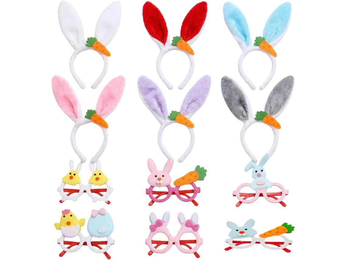 Tiara SFUSHOS de orelhas de coelho de pelúcia, para Páscoa