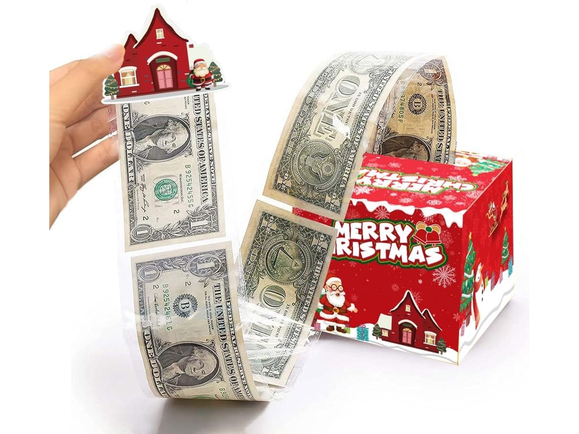 Cofre De Natal, Caixa De Oferta Com Dinheiro E 50 Sacos Transparentes Para A Família E Amigos Aeuzwr