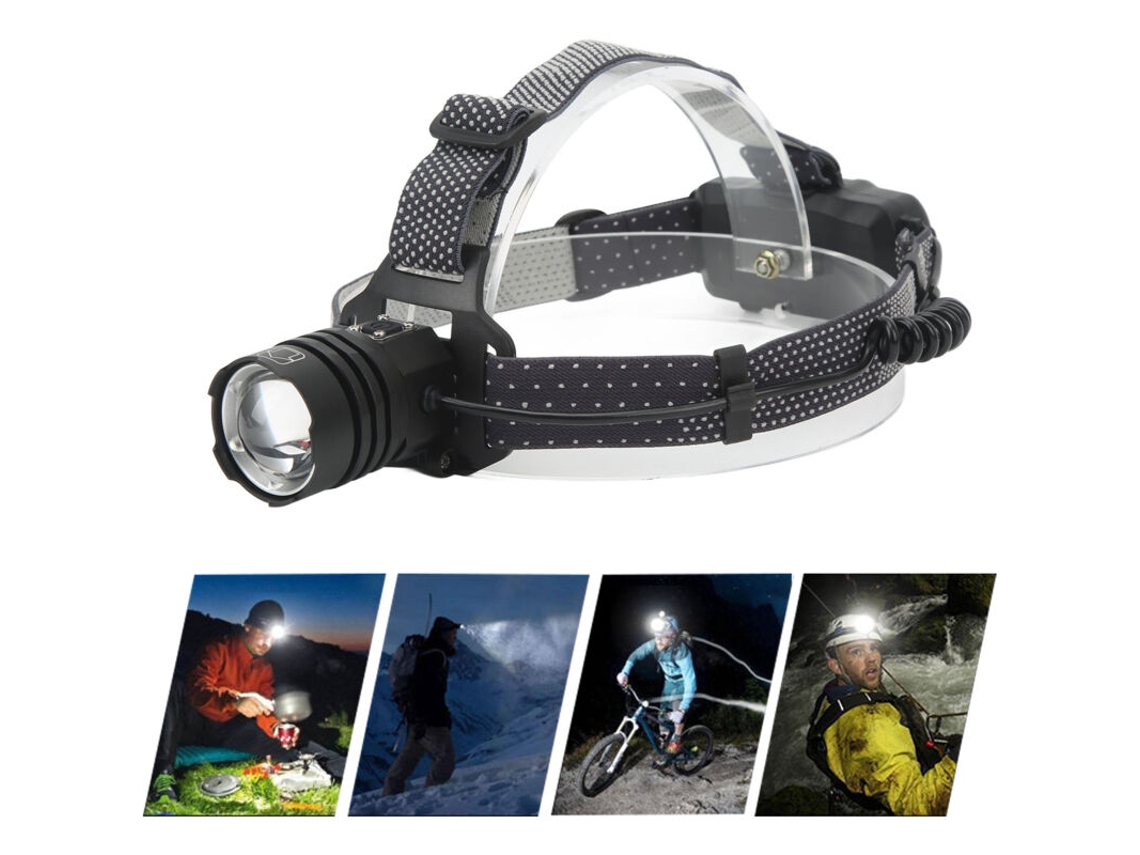 Lanterna de Cabeça Led Xhp50, tipo C, recarregável, telescópica com zoom e foco potente BRILVIBERA