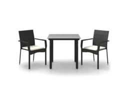 Garden Dining Set, Garden Dining Sets Vidaxl Preto Rattan / Vime (80 Cm Table Length)
