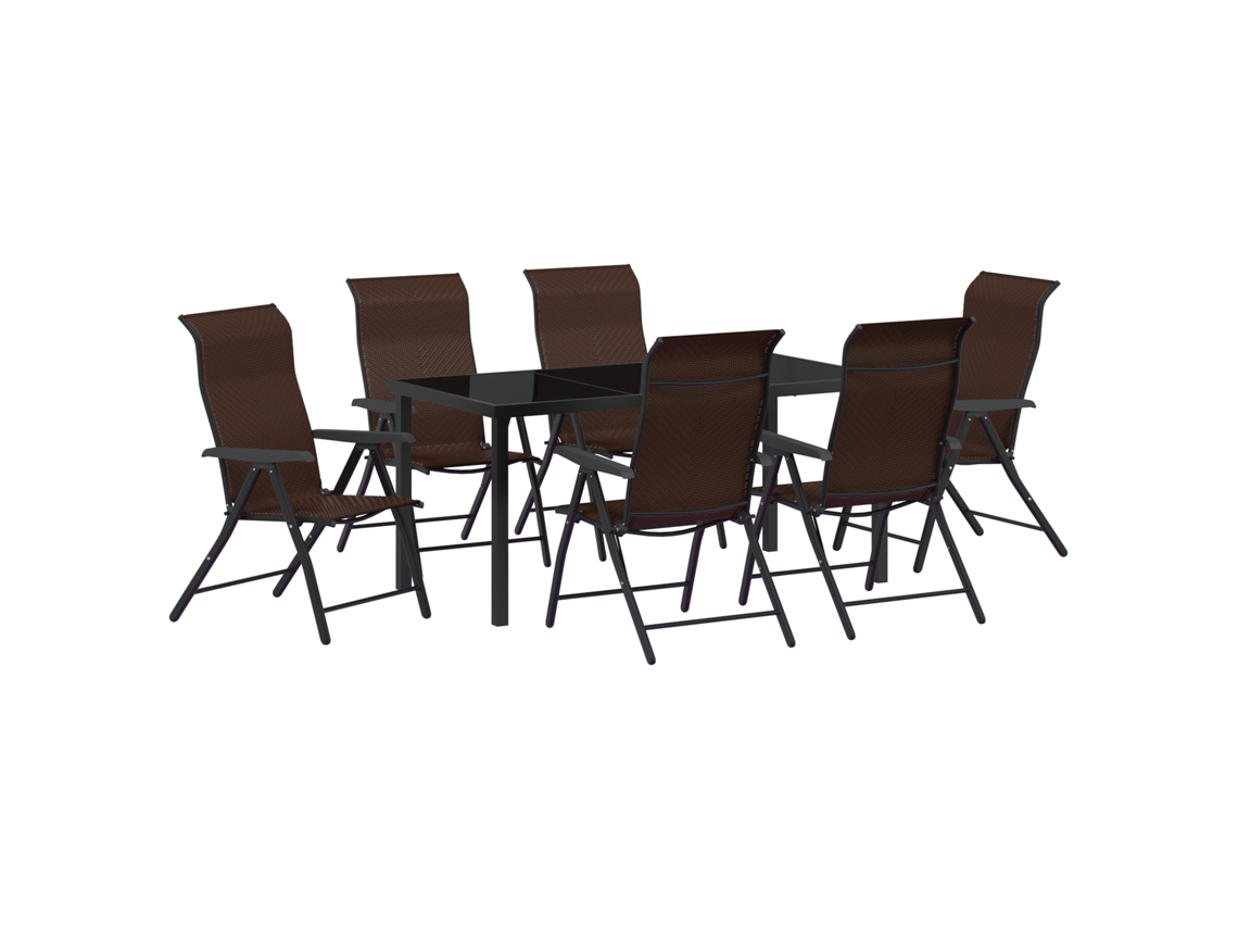 Conjunto 7 De Jantar De Jardim Vidaxl Marrom Rattan Poliéster