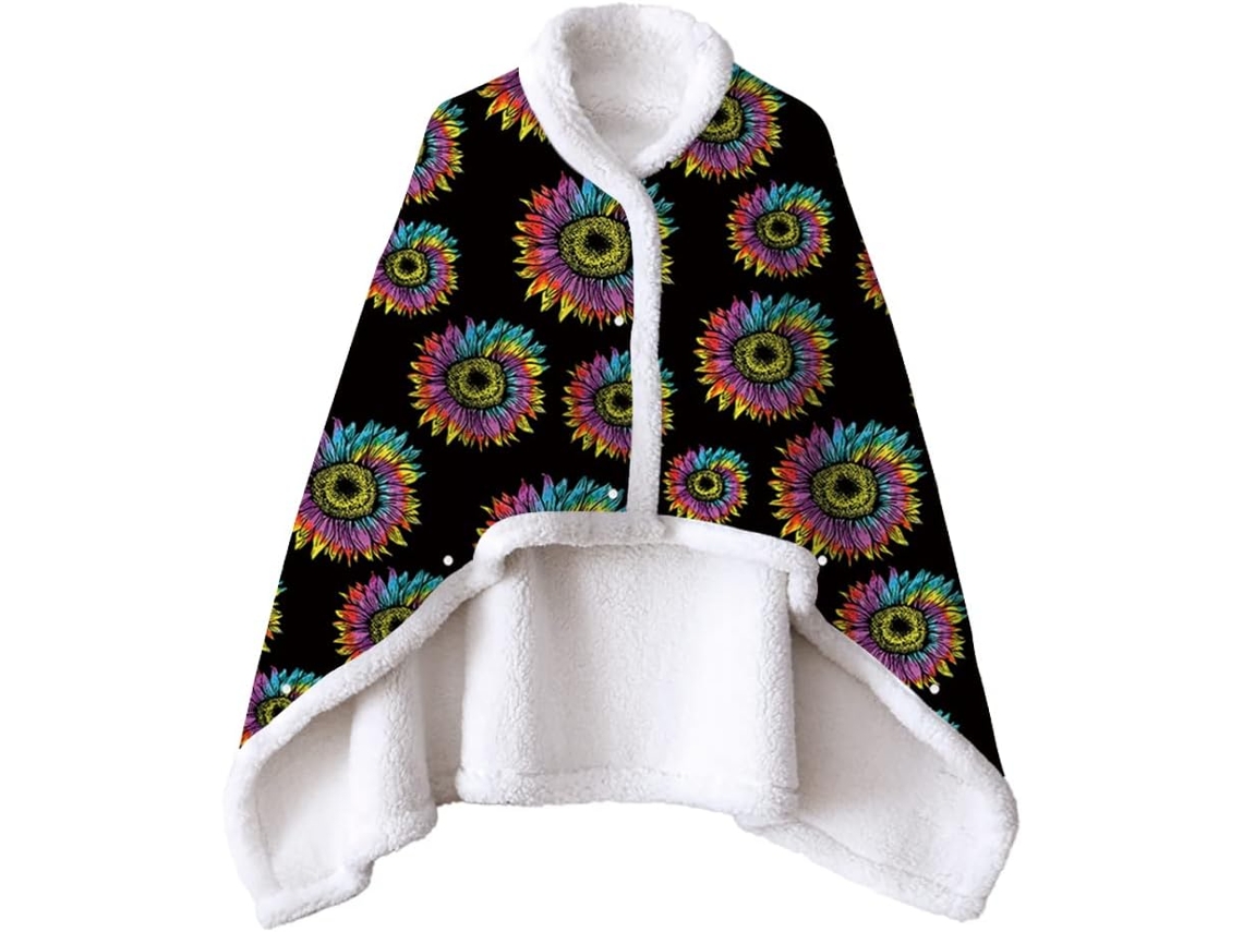 Manta de Lã Sherpa Fansu Macia Estampada com Botões em Microfibra Quente para Adultos e Crianças 150x120cm, Ma