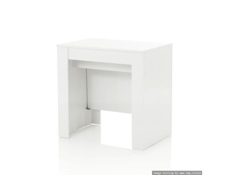 Consola Extensível GLAM Branco Brilhante Melamina 78X78 5 Cm 4 Extensões