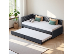 Sofá-cama Extensível 90 X 200 Cm, Sofá Multifuncional Para Sala De Estar, Cama Individual Em L, Tecido De Veludo, Cinzento,simurq
