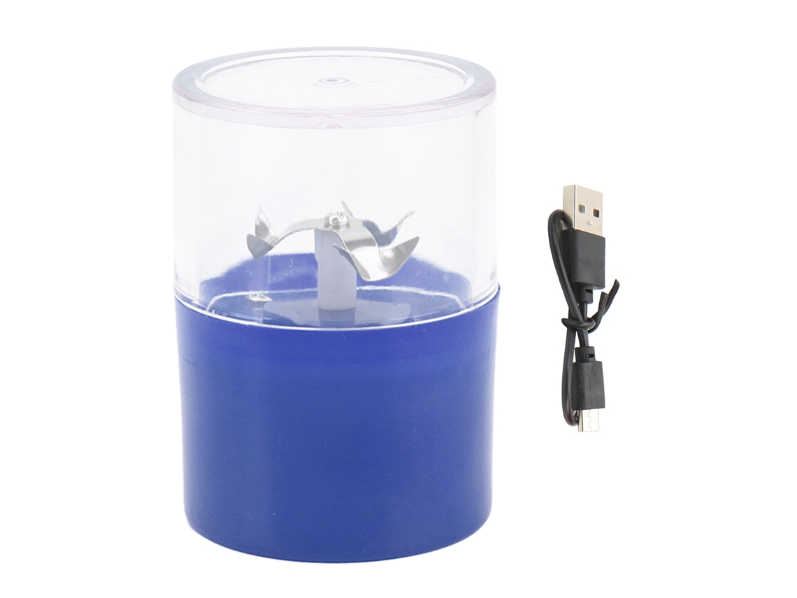 Moinho elétrico de temperos USB recarregável com lâmina de aço inox portátil, azul | S/MARCA