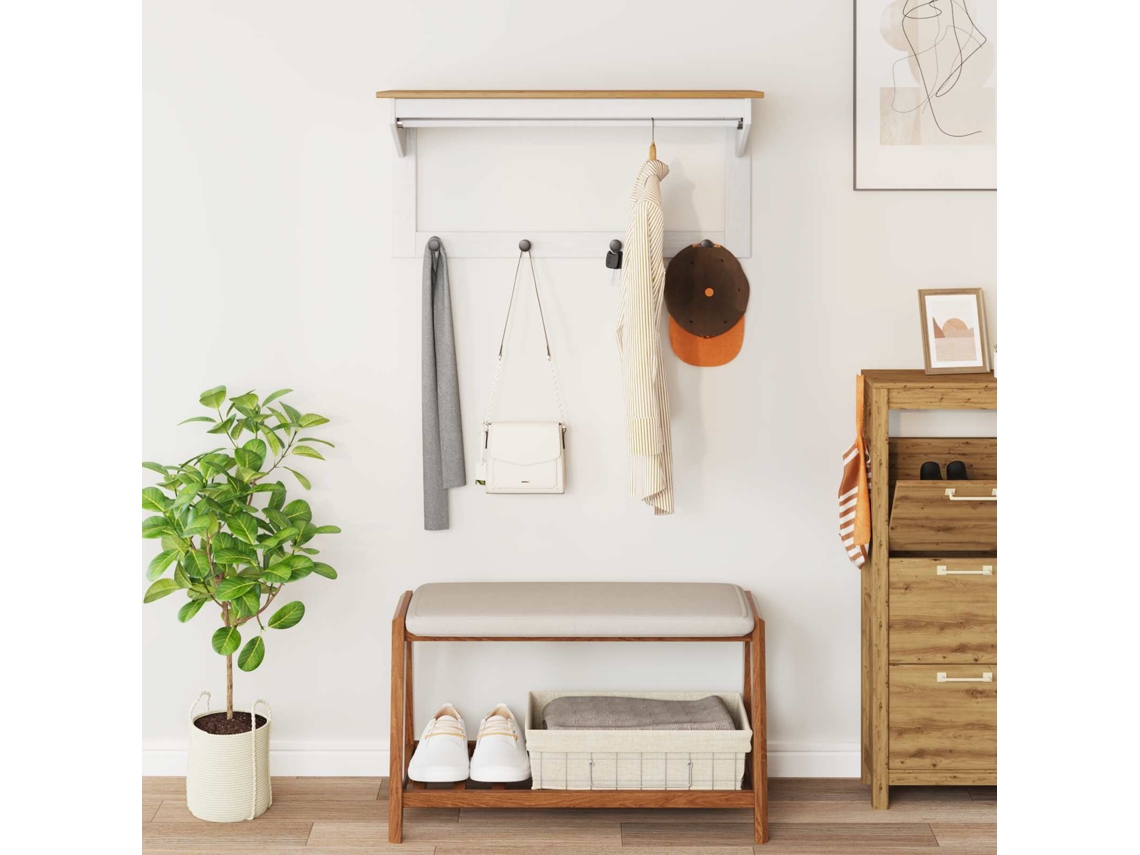 Vidaxl Cabideiro Hill Branco E Marrom Mel 90 X 35 X 41.5 Cm
