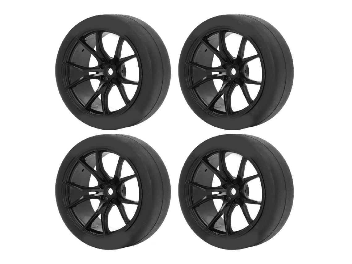 4pcs Pneus De Carro Rc Com Amortecimento Forte Ajustáveis Para Tamiya Tt01 Tt02 Hsp 94123 1/10 Carros Controle Remoto Preto