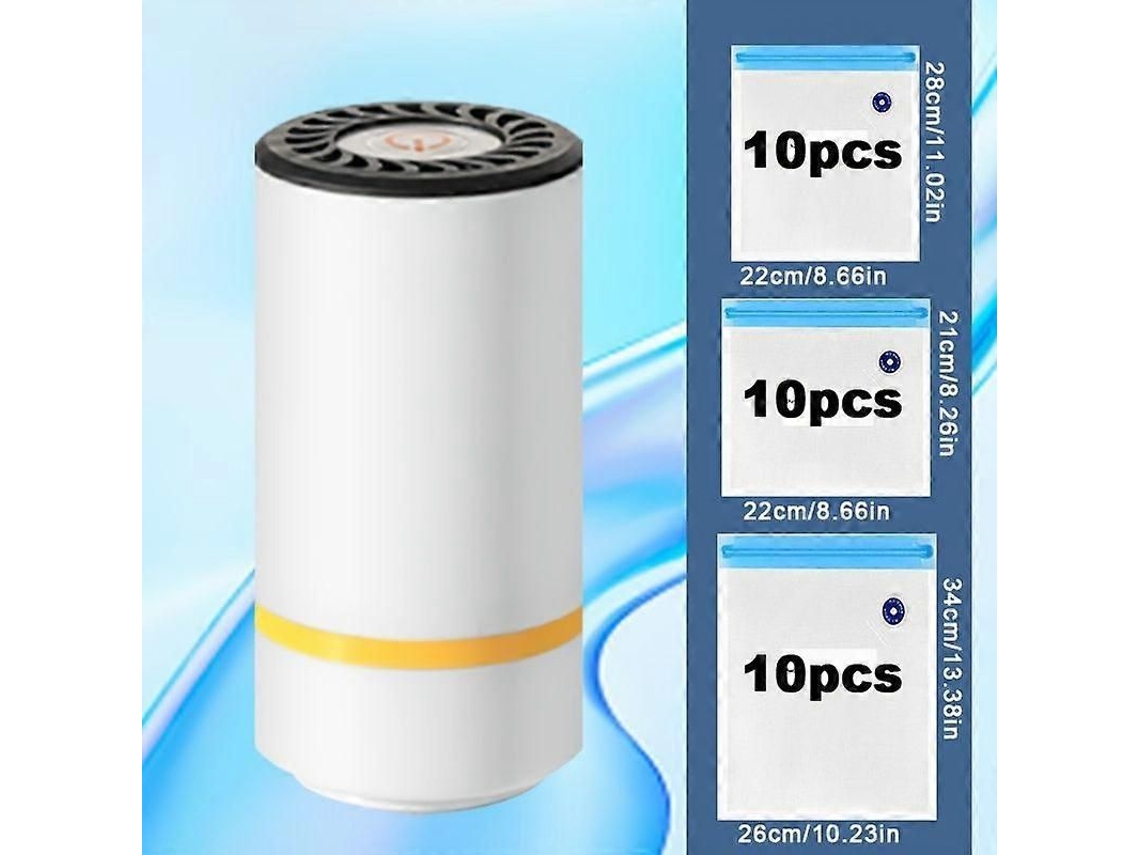 Mini Seladora A Vácuo Portátil Para Embalagem De Alimentos, Totalmente Automática Uso Seco E Úmido, 1 Bomba Elét Rica, 3 Sacos Com Zíper Nos Tama